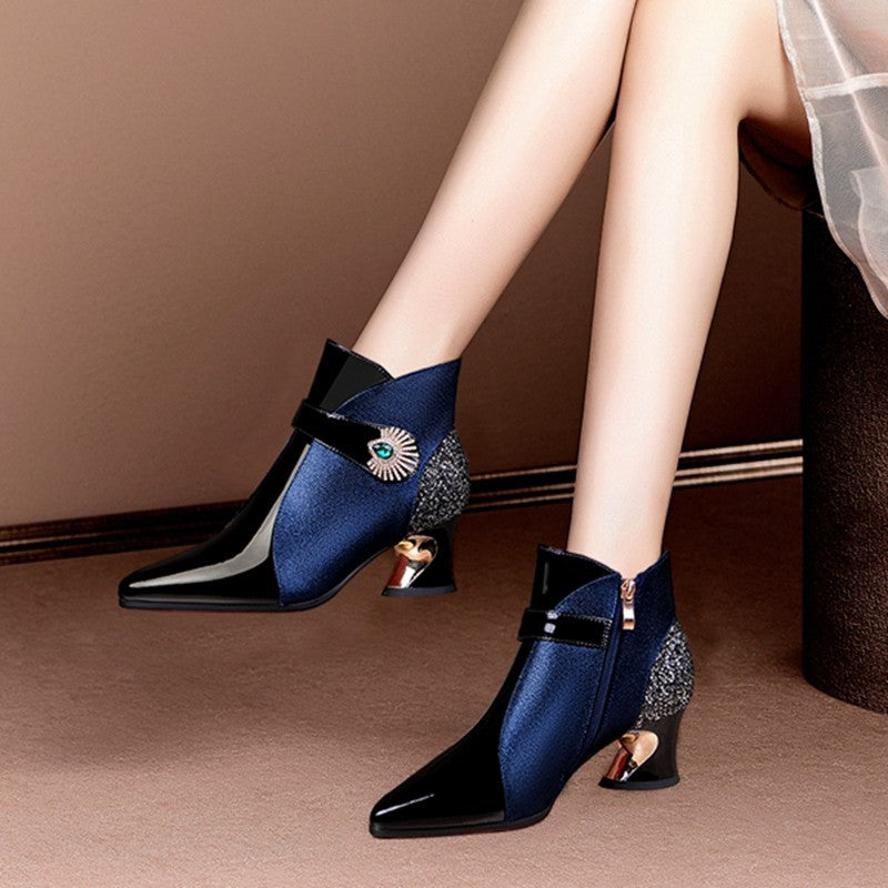 Damen modische Stiefeletten mit funkelndem Akzent Heidi-Mode