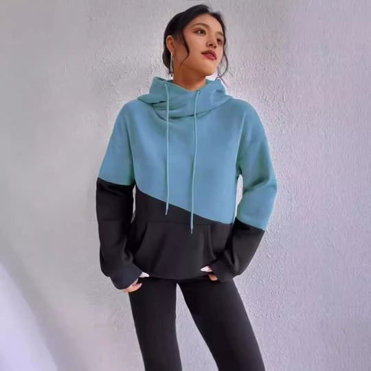 Damen lässiger Kapuzenpullover mit Farbblock-Design Heidi-Mode