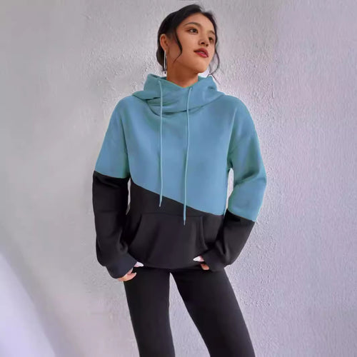 Damen lässiger Kapuzenpullover mit Farbblock-Design Heidi-Mode