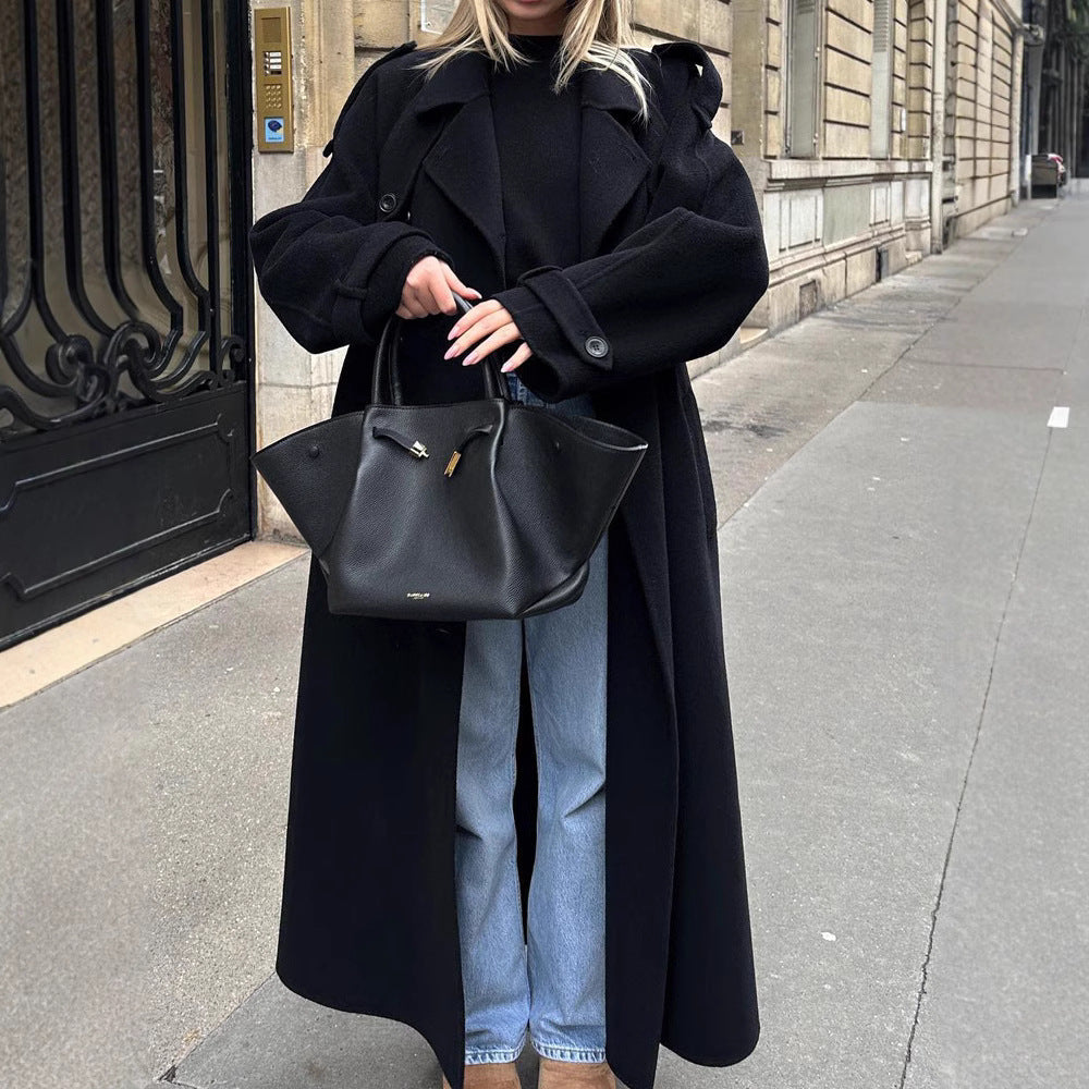Damen Oversize Wintermantel mit elegantem Revers und praktischen Taschen Heidi-Mode