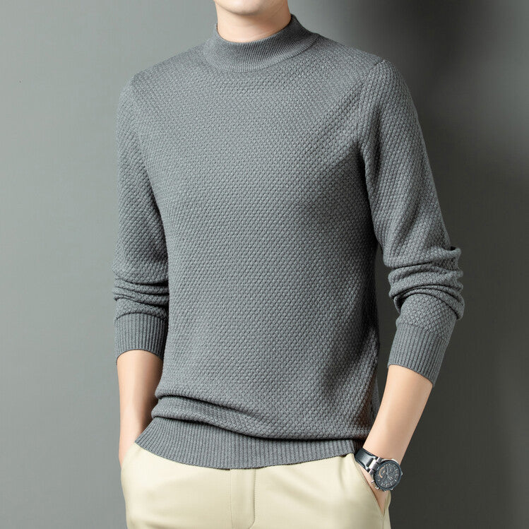 Herren Strukturierter Rollkragenpullover aus hochwertiger Baumwolle Heidi-Mode