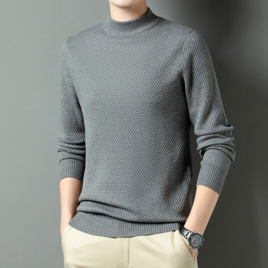 Herren Strukturierter Rollkragenpullover aus hochwertiger Baumwolle Heidi-Mode