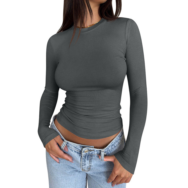 Damen Langarmshirt mit körperbetontem Schnitt Heidi-Mode