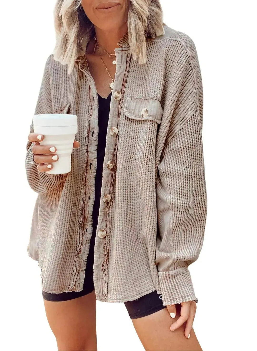 Heidi-Mode | Damen unregelmäßige Hemdjacke
