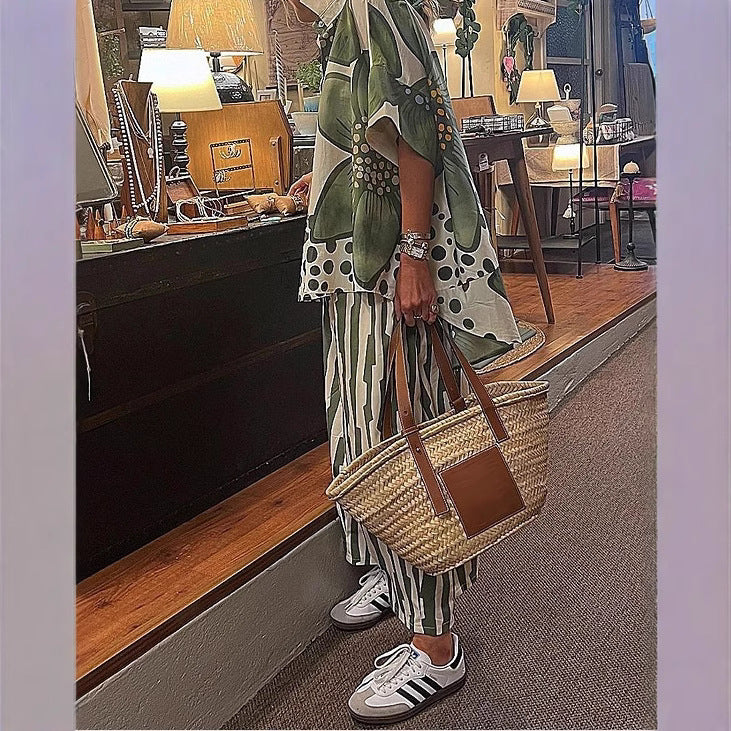 Damen lässige Bluse und Palazzo Hose Set Heidi-Mode