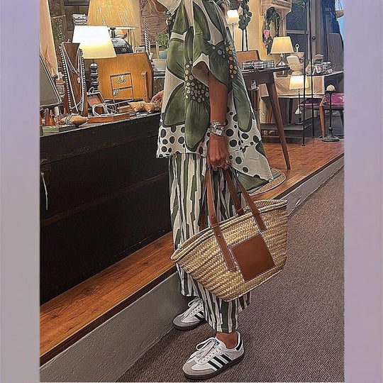 Damen lässige Bluse und Palazzo Hose Set Heidi-Mode