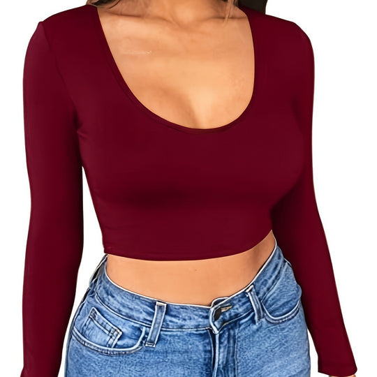 Damen Langarm Crop Top Heidi-Mode
