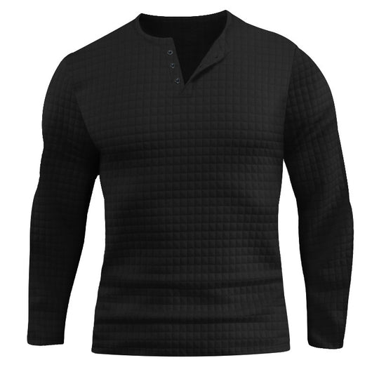 Herren Langarmshirt mit strukturiertem Design und modischem Knopfverschluss Heidi-Mode