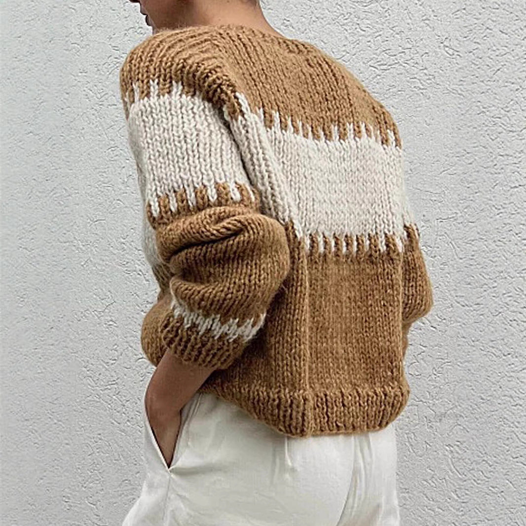 Damen gestrickter Oversized Pullover Heidi-Mode