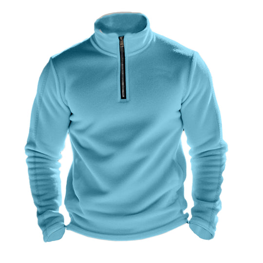 Herren Fleece-Kapuzenpullover mit halbem Reißverschluss Heidi-Mode
