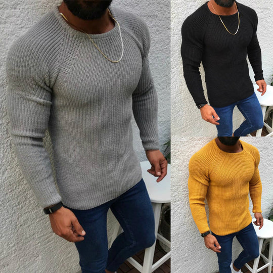 Herren Strickpullover mit strukturierter Oberfläche und Raglanärmeln Heidi-Mode