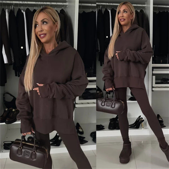 Damen modischer Kapuzenpullover mit Leopardenmuster und oversized Schnitt Heidi-Mode