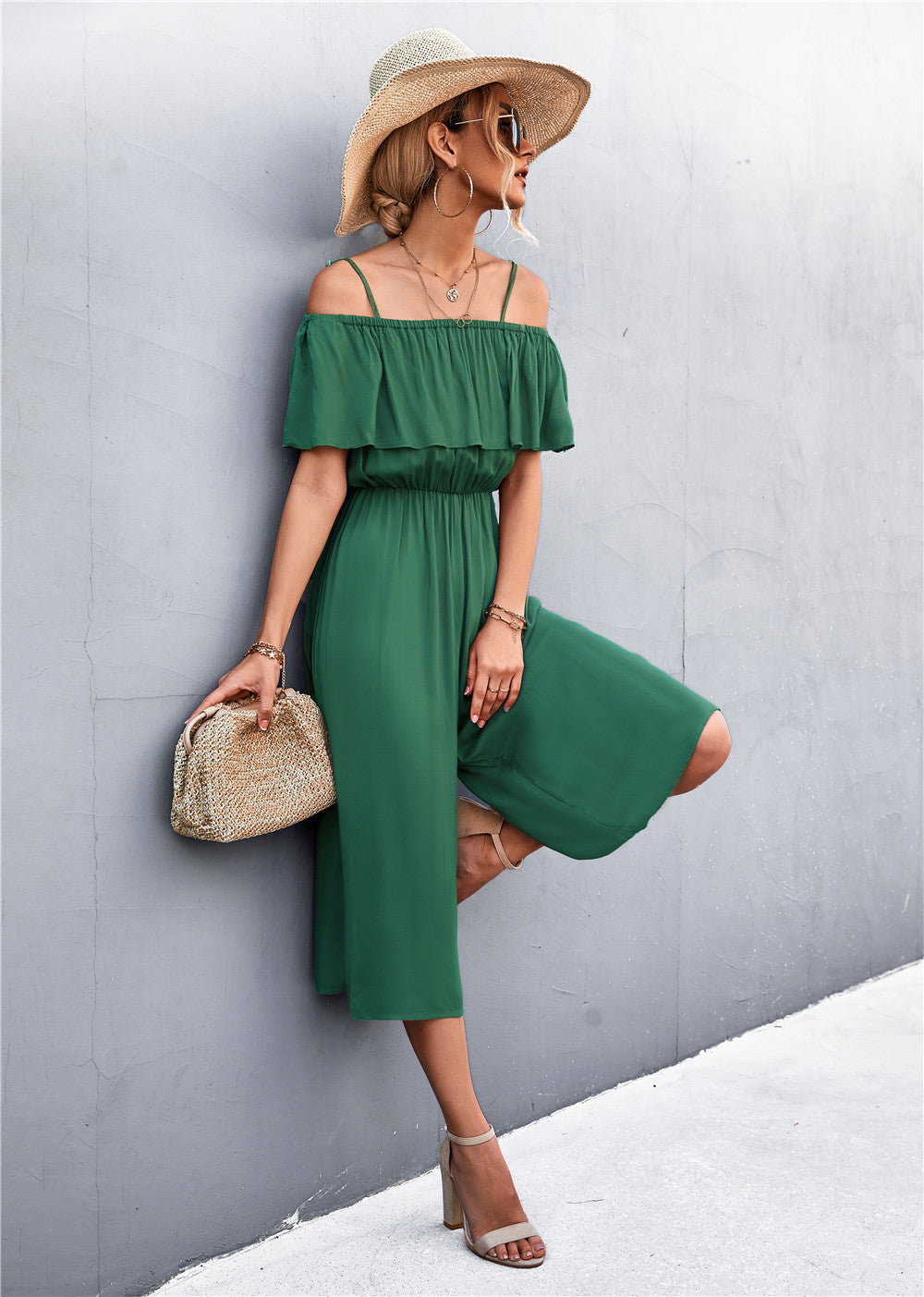 Damen eleganter Jumpsuit mit Off-Shoulder Design und lässigem Schnitt Heidi-Mode
