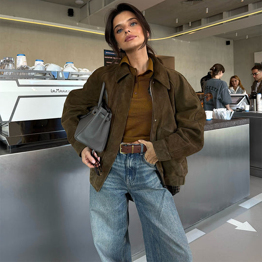 Damen Stilvolle Wildlederjacke mit modernem Schnitt Heidi-Mode