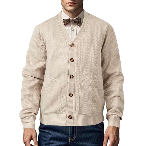 Herren Strickjacke mit strukturierter Oberfläche und praktischen Taschen Heidi-Mode