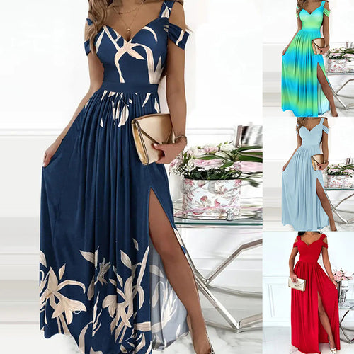 Damen Maxikleid mit elegantem Farbverlauf und schulterfreien Ärmeln Heidi-Mode