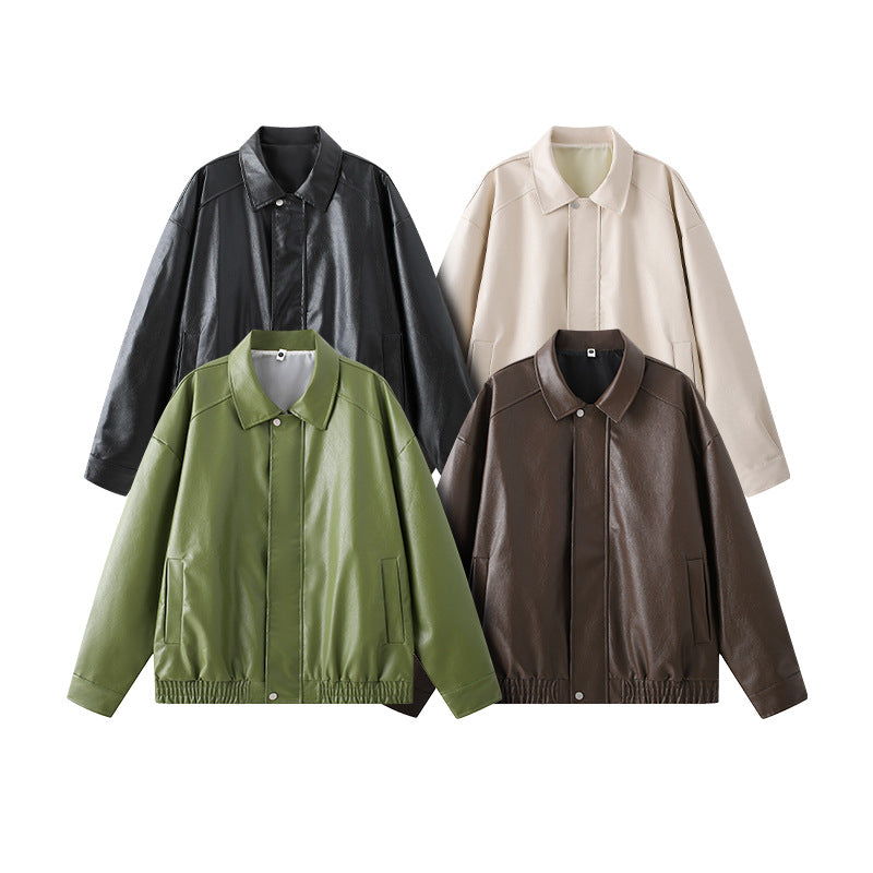 Herren elegante Kunstlederjacke mit elastischem Bund Heidi-Mode