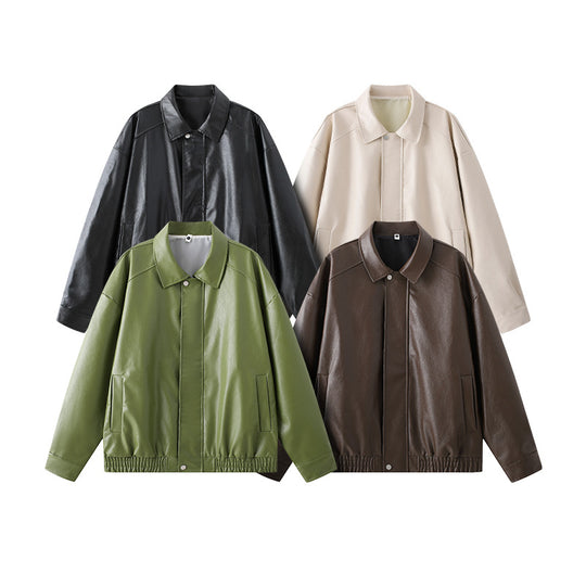 Herren elegante Kunstlederjacke mit elastischem Bund Heidi-Mode