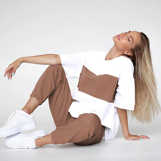Damen modisches Sport-Loungewear-Set mit lässigem Oversized Oberteil und bequemen Jogginghosen Heidi-Mode
