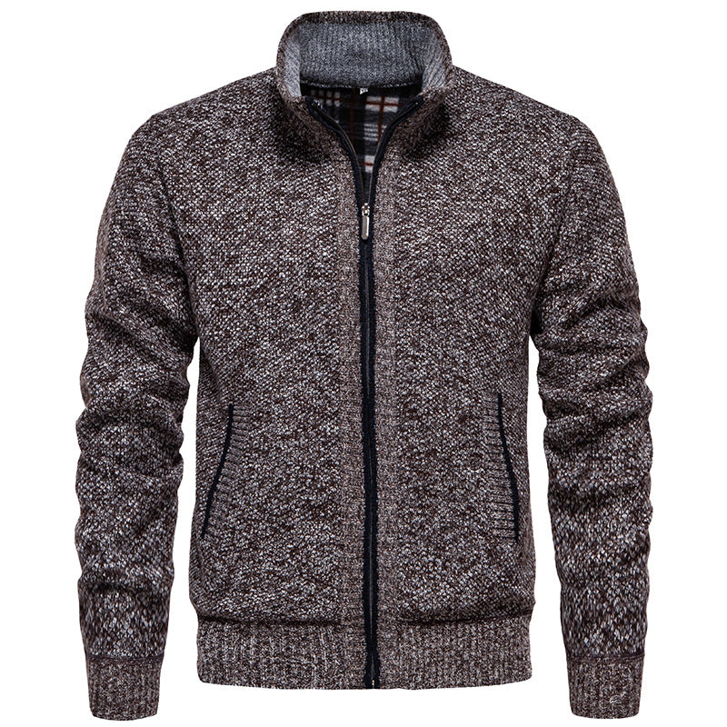 Herren Strickjacke mit hohem Kragen und praktischem Reißverschluss Heidi-Mode
