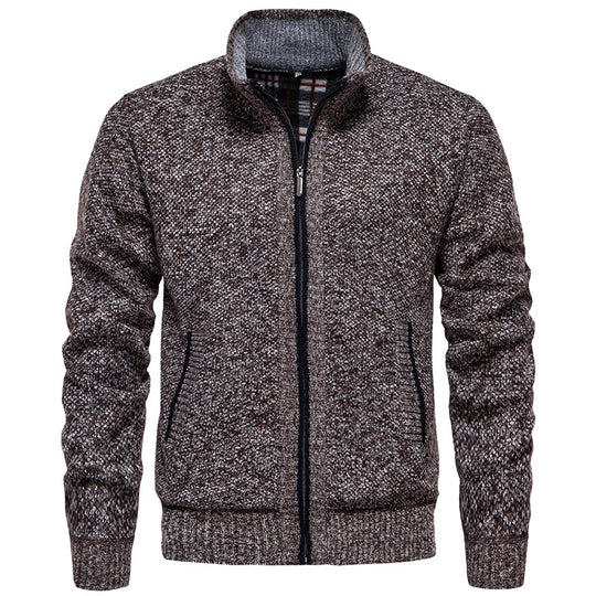 Herren Strickjacke mit hohem Kragen und praktischem Reißverschluss Heidi-Mode
