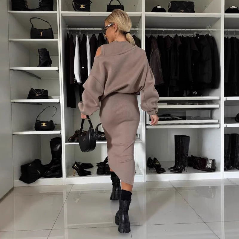 Damen modisches Sweatshirt und Midi-Rock Set Heidi-Mode