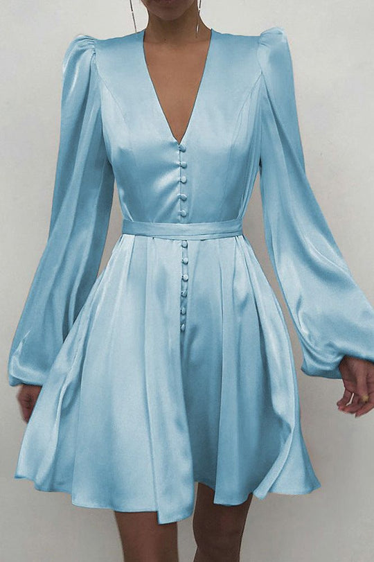Heidi-Mode | Satin V-Ausschnitt Slim Kleid