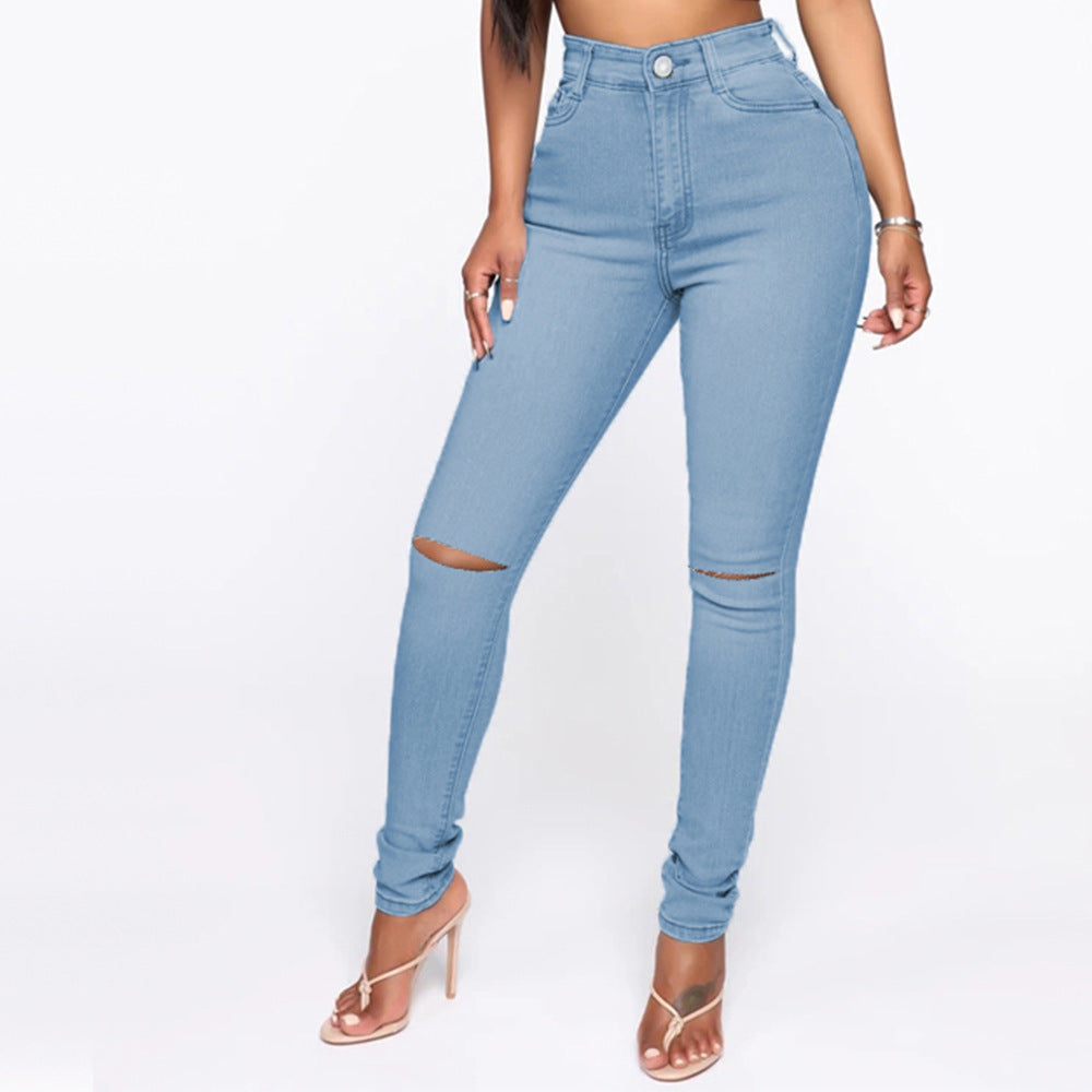 Damen High-Waist Jeans mit modischem Destroyed-Detail Heidi-Mode