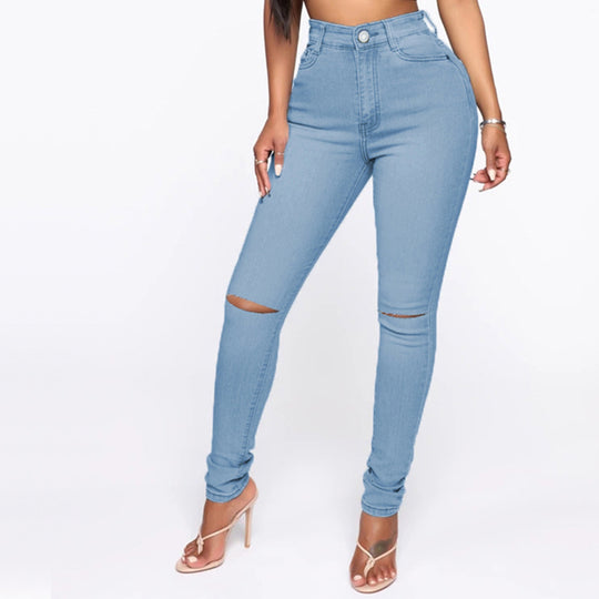 Damen High-Waist Jeans mit modischem Destroyed-Detail Heidi-Mode