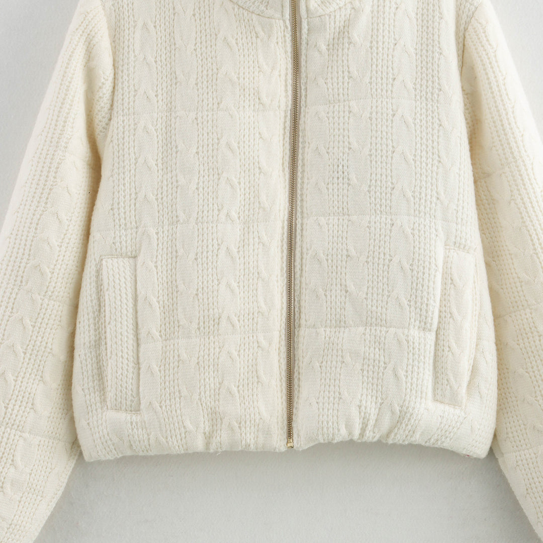 Damen warme Kapuzenjacke aus Strukturstrick Heidi-Mode