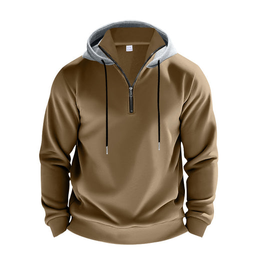 Herren Sportlicher Kapuzenpullover mit halbem Reißverschluss und atmungsaktivem Material Heidi-Mode