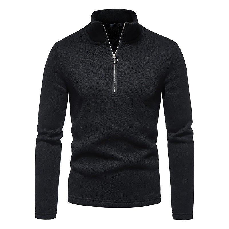 Herren sportlicher Pullover mit hohem Kragen und innovativem Reißverschluss Heidi-Mode