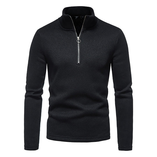 Herren sportlicher Pullover mit hohem Kragen und innovativem Reißverschluss Heidi-Mode