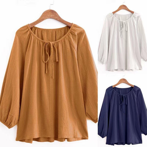 Damen Bluse mit elegantem Rundhalsausschnitt und knieumspielenden Puffärmeln Heidi-Mode