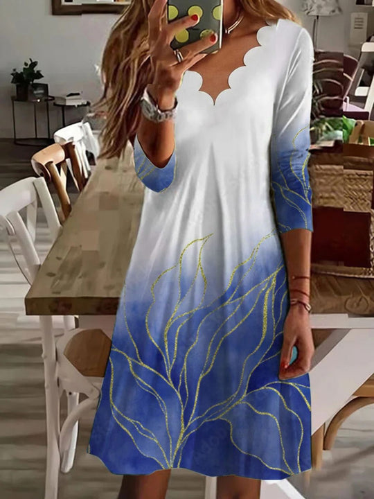 Damen Boho Maxikleid mit Wellenmuster und eleganter Ausschnittgestaltung Heidi-Mode