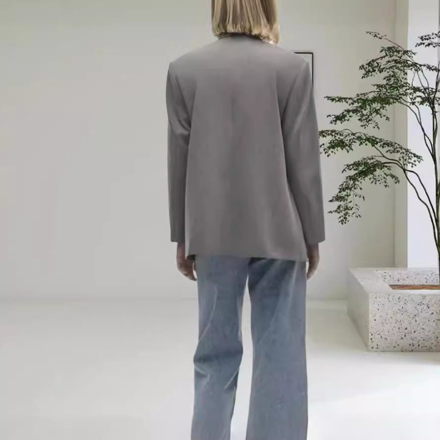 Damen Oversized Blazer mit eleganter Silhouette und dekorativen Knöpfen Heidi-Mode