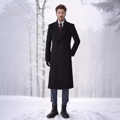 Herren doppelreiher Übermantel mit elegantem Schnitt und praktischen Taschen Heidi-Mode