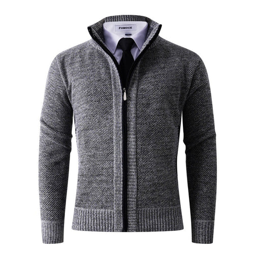 Herren stylische Strickjacke mit hohem Kragen und praktischen Taschen Heidi-Mode