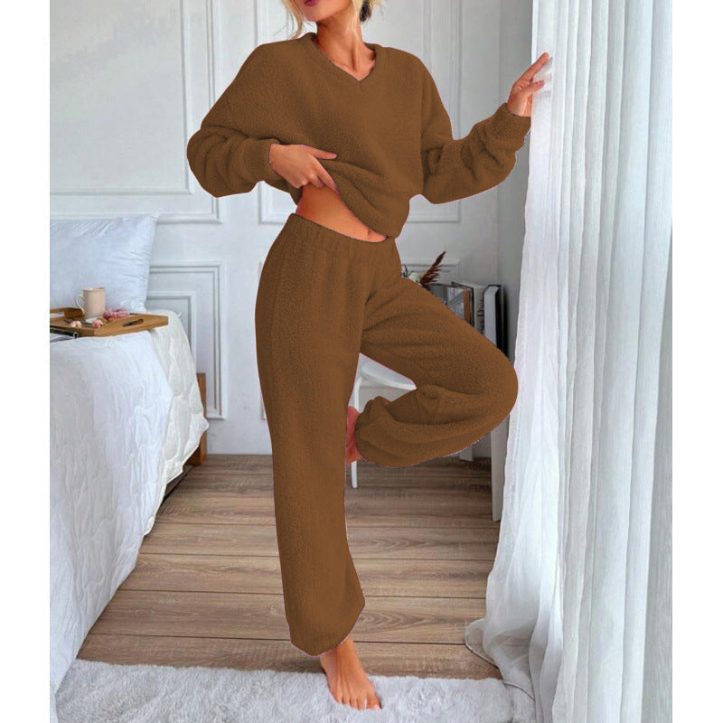 Damen Kuscheliges Fleece-Lounge-Set mit elastischem Bund Heidi-Mode
