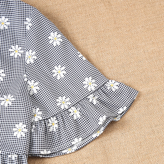 Damen Kurzarm Bluse mit floralem Design und Rüschendetails Heidi-Mode