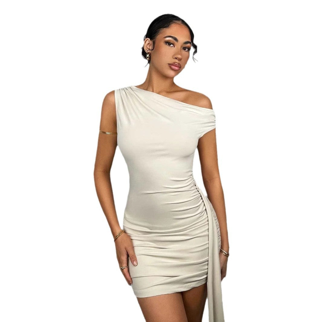 Damen asymmetrisches Mini-Kleid mit elegantem Draping Heidi-Mode