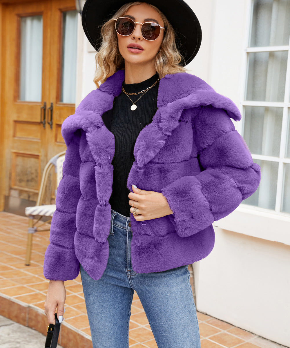 Damen Fleece-Puffjacke mit Kapuze Heidi-Mode