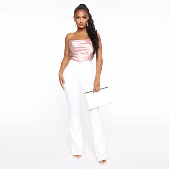 Heidi-Mode | Damen Hohe Taille Demon Jeans mit Geradem Bein