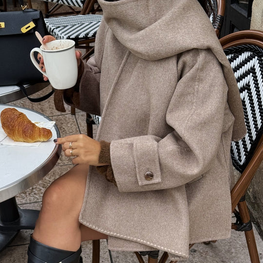 Damen modische Wolljacke mit oversized Schnitt und elegantem Revers Heidi-Mode