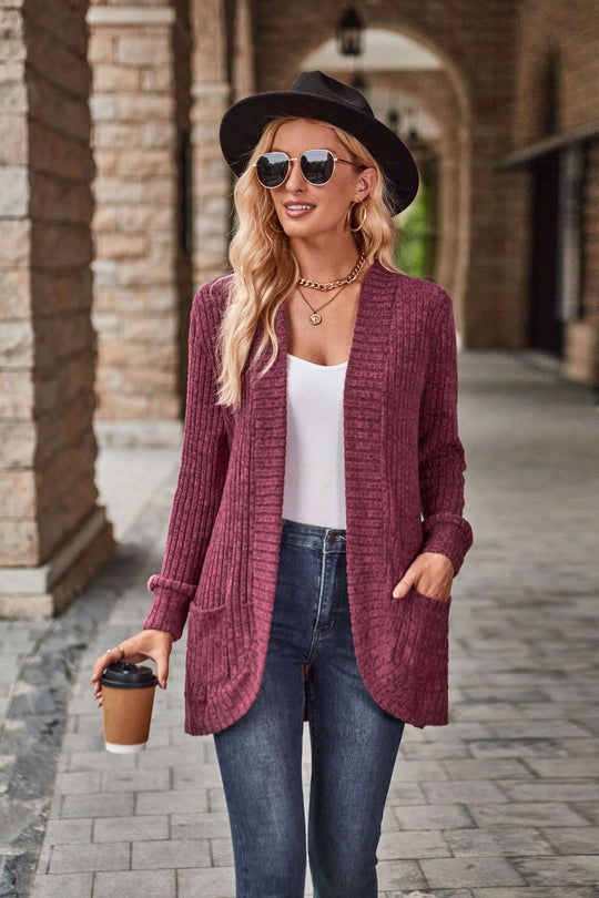 Damen Strickjacke mit strukturiertem Muster und praktischen Taschen Heidi-Mode