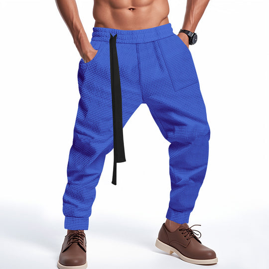 Herren Bequeme Waffelstruktur Jogginghose mit Kordelzug Heidi-Mode