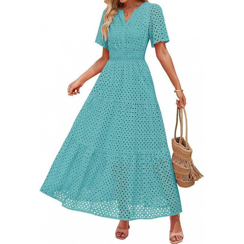 Damen Maxikleid mit gehäkeltem Muster Heidi-Mode