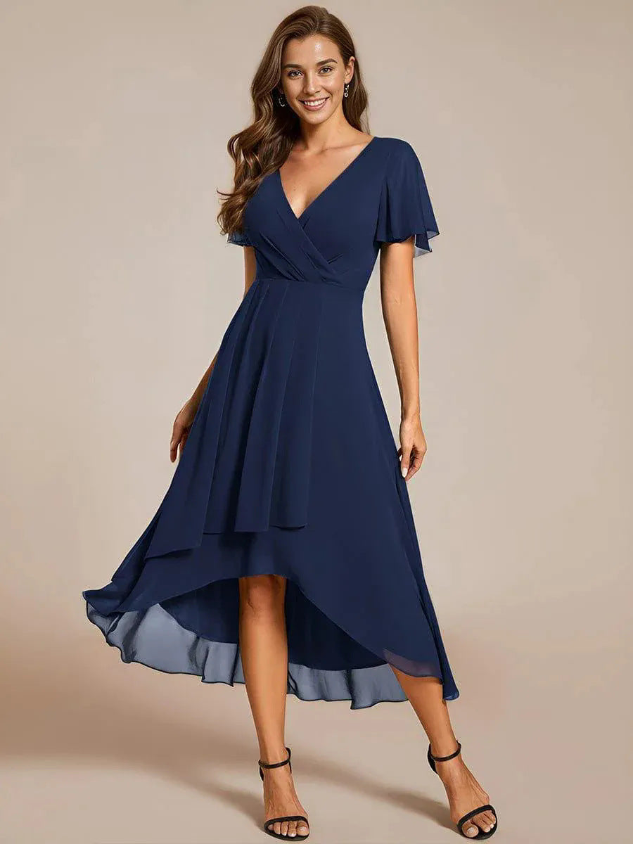 Damen Elegantes Wickelkleid mit asymmetrischem Saum Heidi-Mode