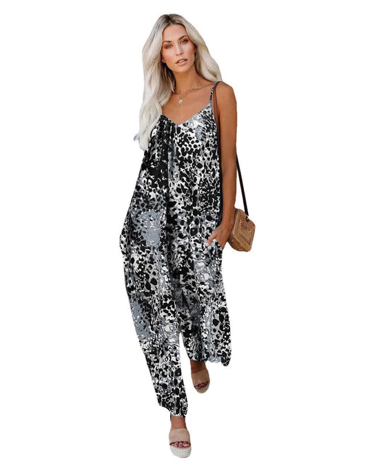 Damen Jumpsuit mit lässigem Schnitt und modischem Leopardenmuster Heidi-Mode