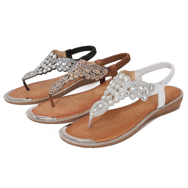 Damen Strandsandalen mit exklusivem Schmuckdetail Heidi-Mode